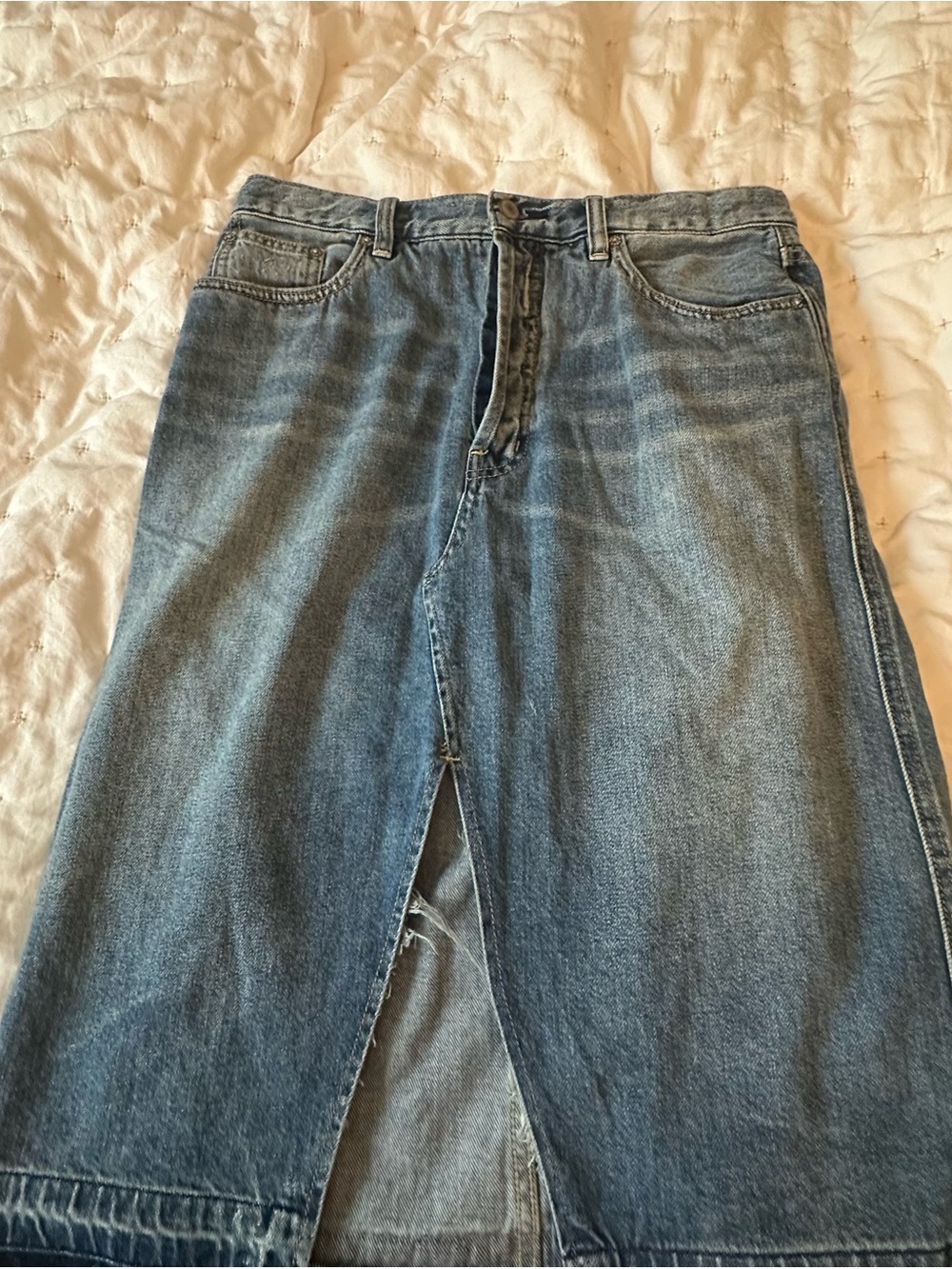 We The Free Blue Denim Jeans Skirt with Front Slit 31